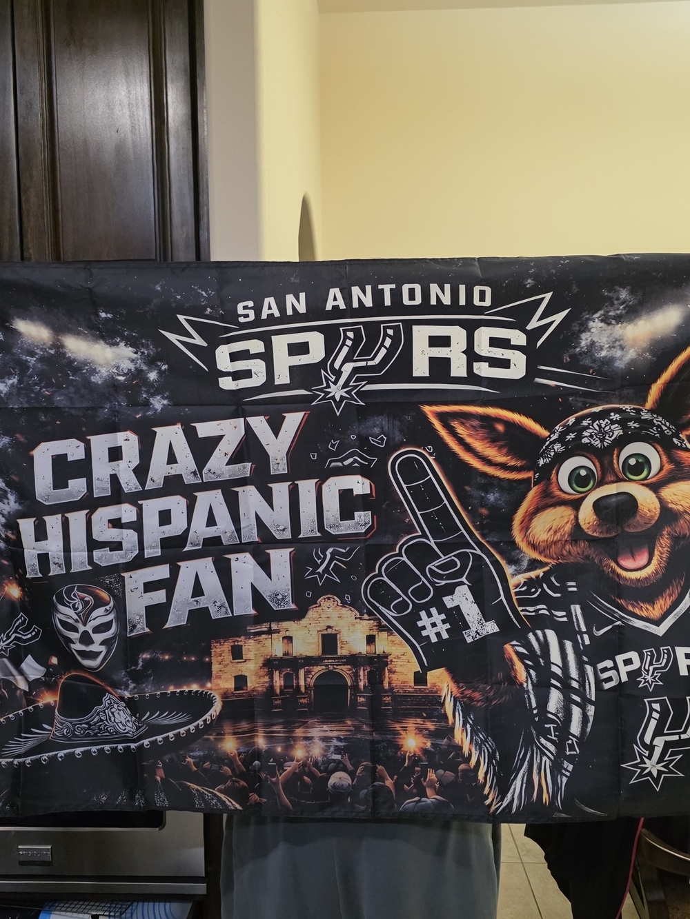 Crazy Hispanic Fan Flag- GO SPURS!!!